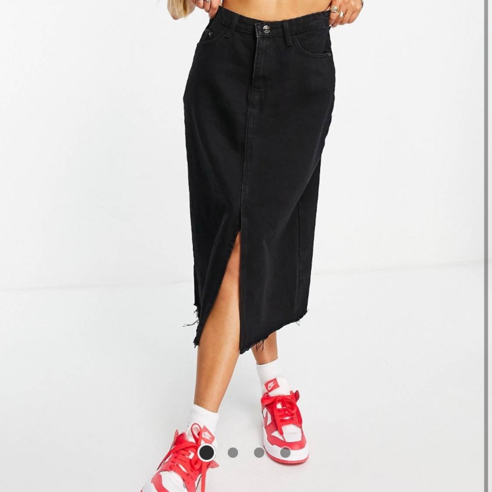 denim midi skirt
